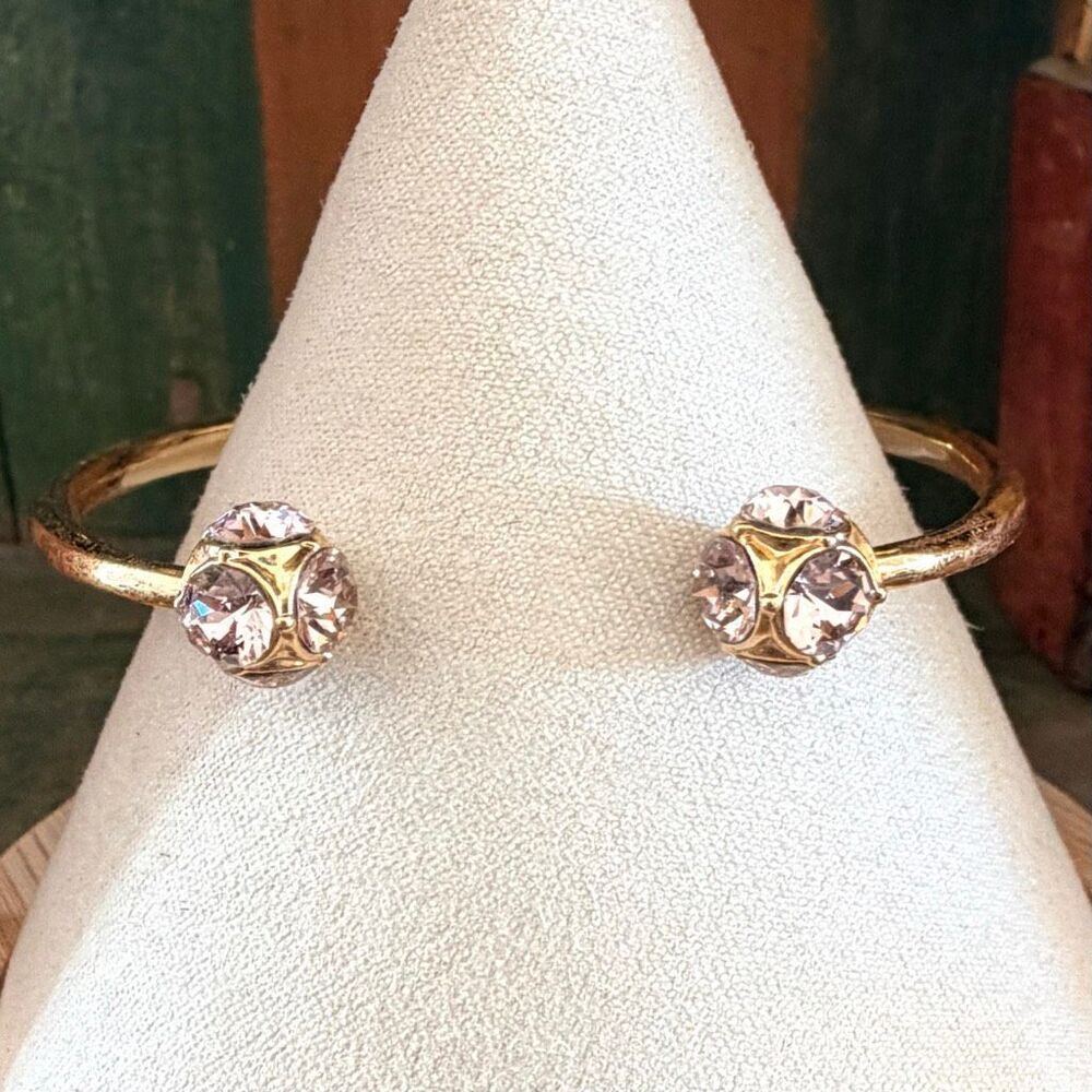 Kate Spade Gold Tone Crystal Open Cuff Bracelet - Picture 8 of 9